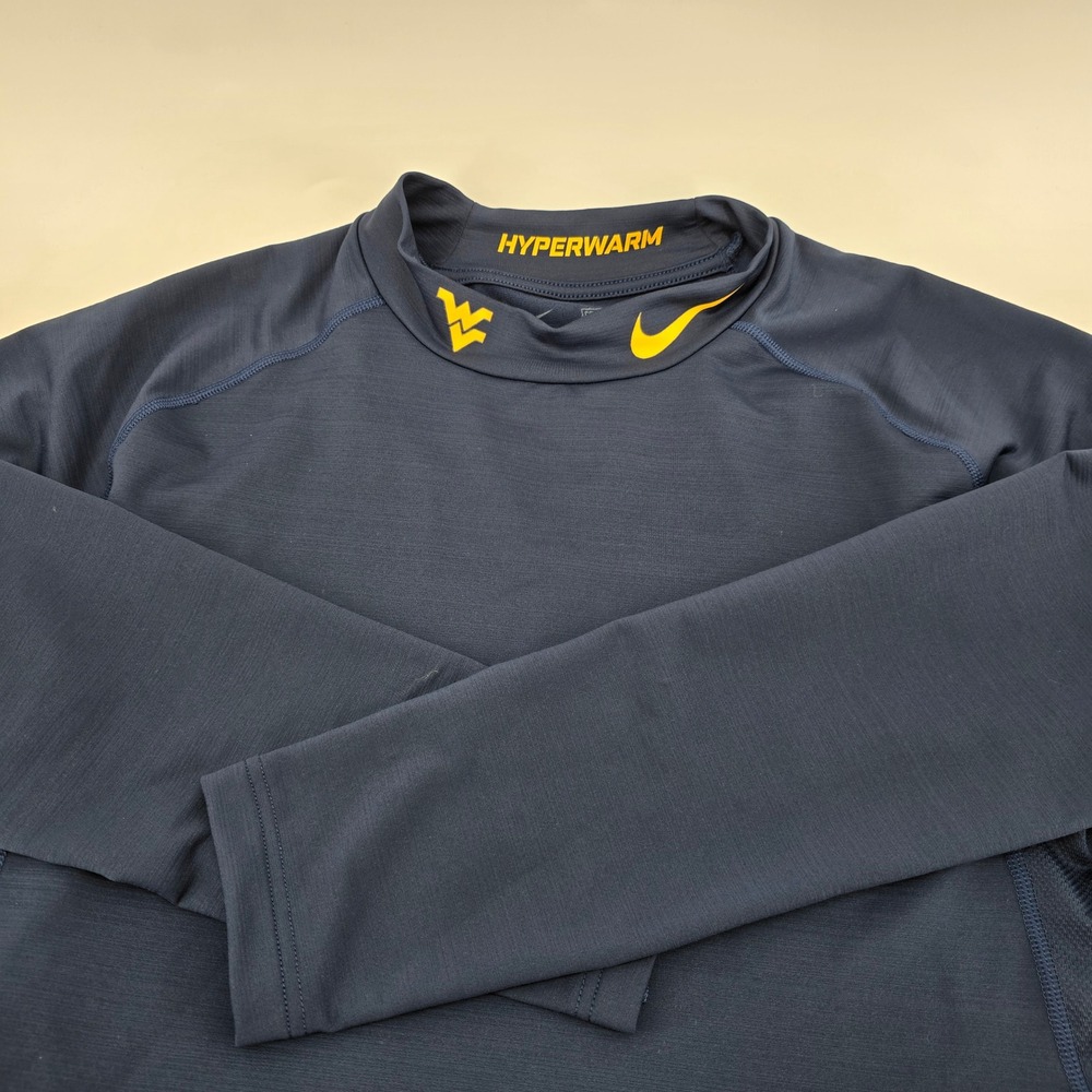 Nike Pro Hyperwarm WVU Mountaineers Compression Top Mens Long Sleeve Navy 3XL